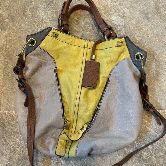 OrYany Handbag Victoria Dove Colorblock Pebble Grain Leather Bag Crossbody Hobo - Picture 12 of 16